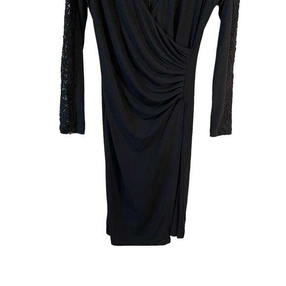 Carmen Marc Valvo Women's Lace Long Sleeve Dress Black 8 Party Feminine Classic - Picture 5 of 10